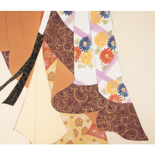 "Kimono Beauty" by Biho, C. 1950s Showa Era Japanese Silk Scroll Painting For Sale - Image 11 of 18