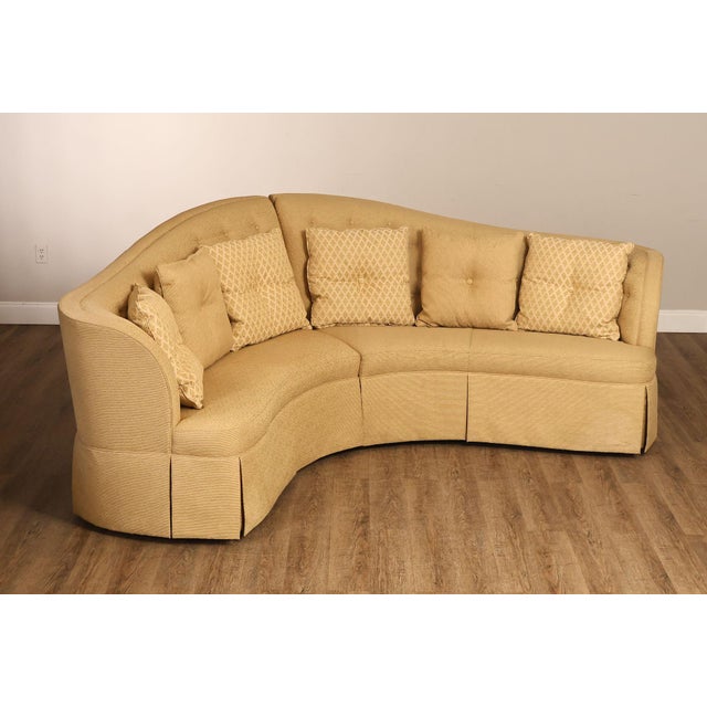 High Quality American Made Two Piece Continuous Arm Curved Sectional Sofa with Button Tufted Backrest