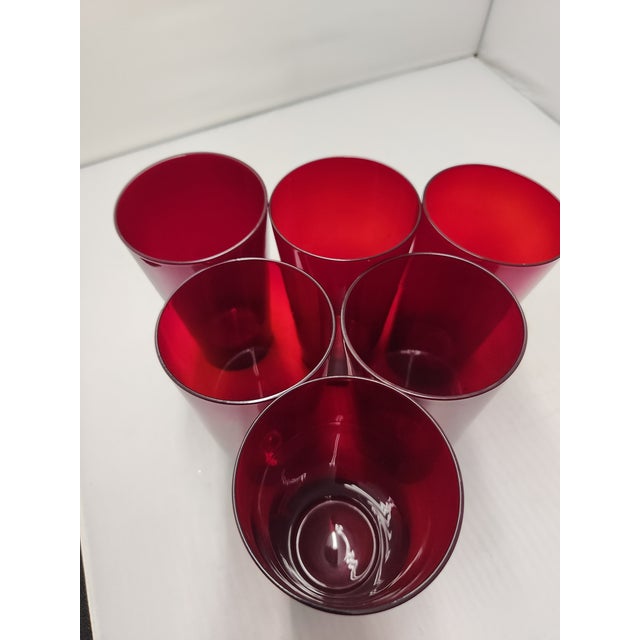 Mid 20th Century Ruby Red Flared Glasses- Set of 6 For Sale - Image 18 of 18