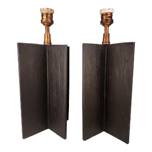 Pair of Jean-Michel Frank Design Iron 'Croisillon' Design Table Lamps by Argentine Company Comte