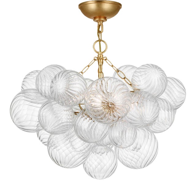 Julie Neill for Visual Comfort Signature Talia Small Semi-Flush Mount in Gild and Clear Swirled Glass For Sale
