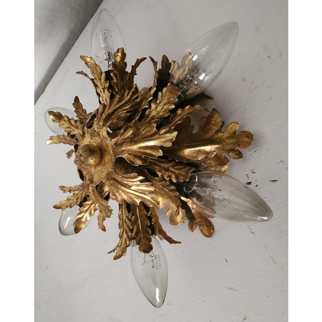 Gold-Plated Six-Light Florentine Wall Lamp, 1960s For Sale - Image 13 of 18