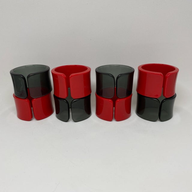 Vintage Red and Grey Lucite Napkin Rings-- Set of 8 For Sale - Image 4 of 9