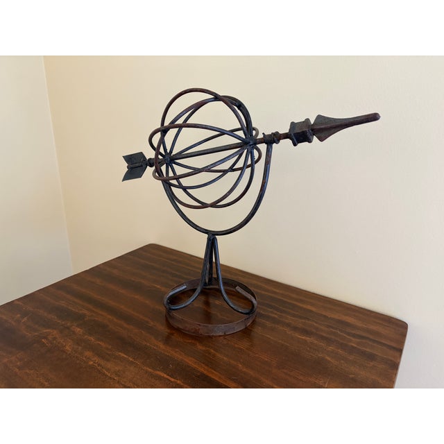 French Country Vintage English Country Wrought Iron Garden Armillary Sundial For Sale - Image 3 of 11