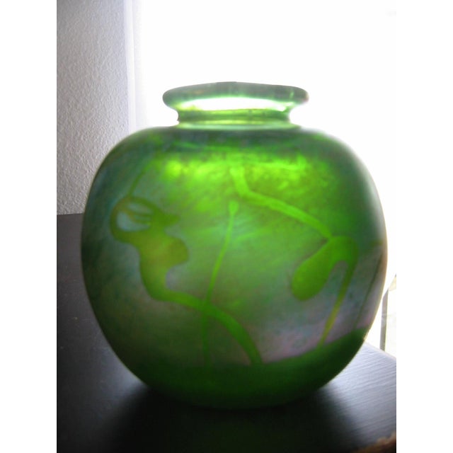 California Artist Loren Chapman Abstract Expressionist Signed Glass Vase For Sale - Image 4 of 18