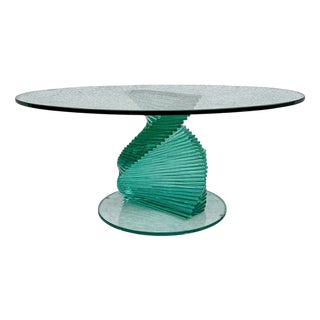 Helix Spiral Sculptural Glass Coffee Table in the style of Danny Lane, 1980s For Sale