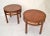 Pair of Asian Modern round Baker Far East Collection Walnut Coffee Tables. Fully restored and ready for use. One Table is...