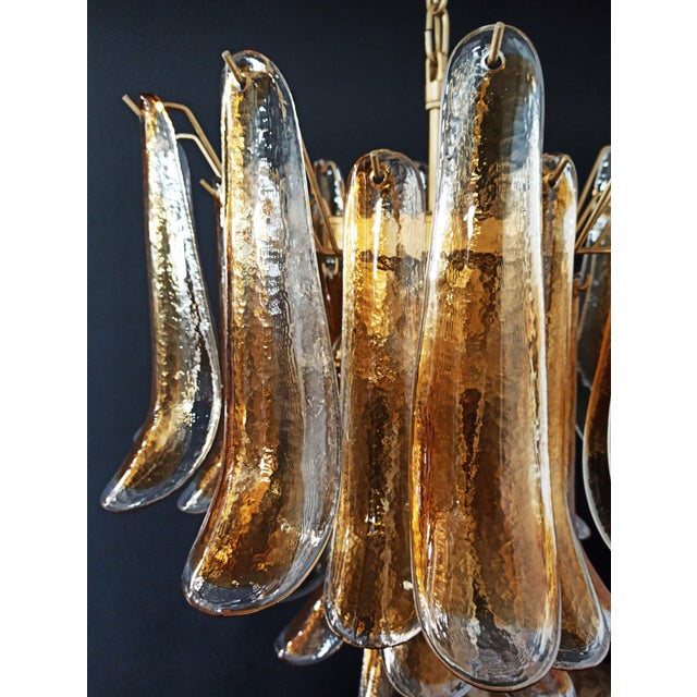 Vintage Italian Murano Chandelier with 36 Lattimo Amber Glass Petals, 1990s For Sale - Image 15 of 17