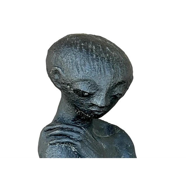 Vintage Boho Original Terracotta Sculpture of Man For Sale - Image 10 of 12