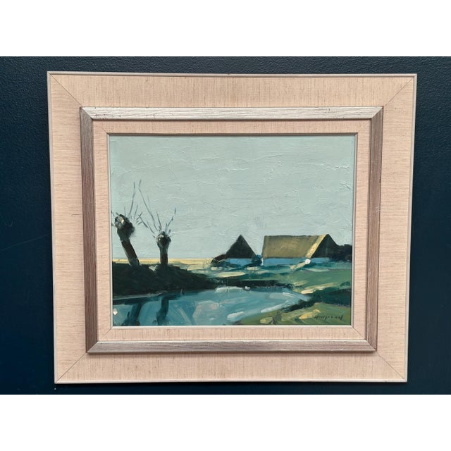 Bengt Hillgrund, Farm by the Lake, 1950s, Oil Painting on Canvas, Framed For Sale - Image 14 of 18