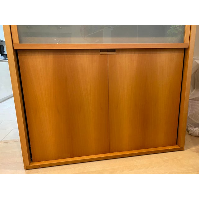 Brown Vintage Maxalto (B&b Italia) Modus Wooden Cabinet With Glass Door For Sale - Image 8 of 18