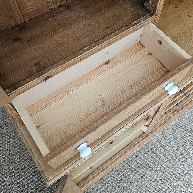 Vintage English Pine Kitchen Dresser With Plate Rack & Wine Storage For Sale - Image 11 of 17