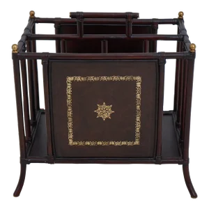 Maitland Smith Bamboo Form & Leather Magazine Rack
