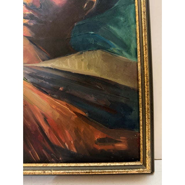 Wood Vintage Expressive Figurative Oil Painting, Signed For Sale - Image 7 of 11
