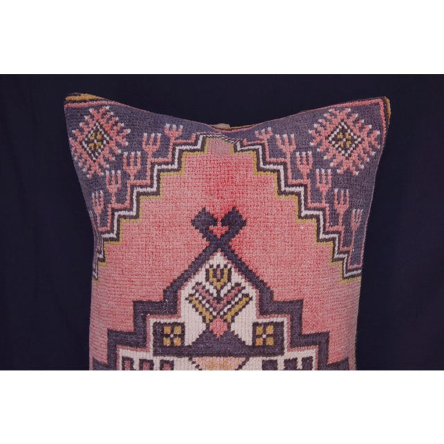 Contemporary Rustic Turkish Oushak Pillow – Vintage Tribal Rug Textile Rug Cushion Cover -17'' X 34'' For Sale - Image 3 of 10
