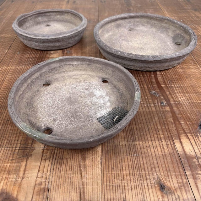 Vintage Round Bonsai Pots, Japan, 1950s, Set of 3 For Sale - Image 11 of 18