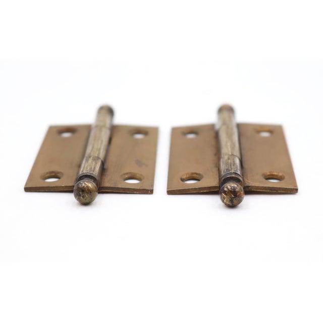 Traditional Pair of Stanley 2 X 1.625 In. Brass Plated Steel Cabinet Hinges For Sale - Image 3 of 5
