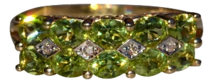 The Clayton: Stackable Peridot and Diamond Band in Yellow Gold