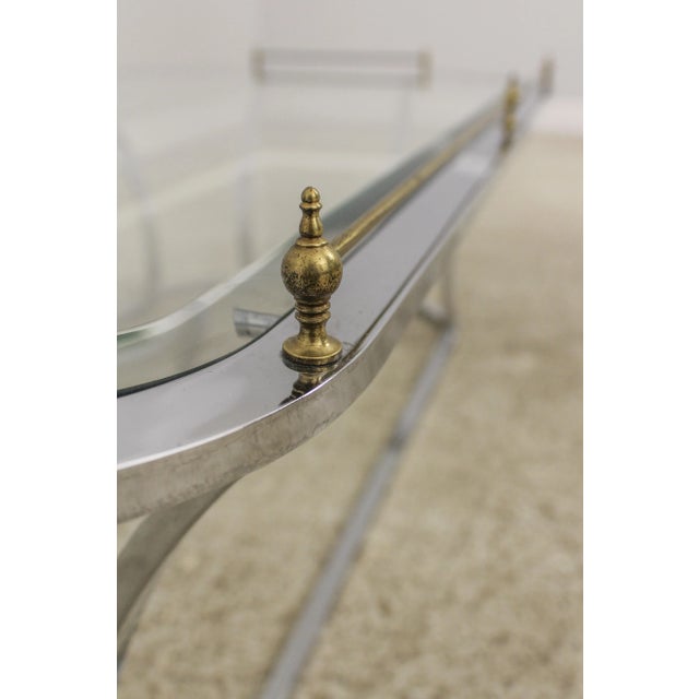Modern Modern Design Chrome & Brass Glass Top Coffee Table For Sale - Image 3 of 12