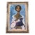 1960’s Original Abstract Expressionist Portrait of Woman With Her Cat Fancy Silver Leaf Frame For Sale