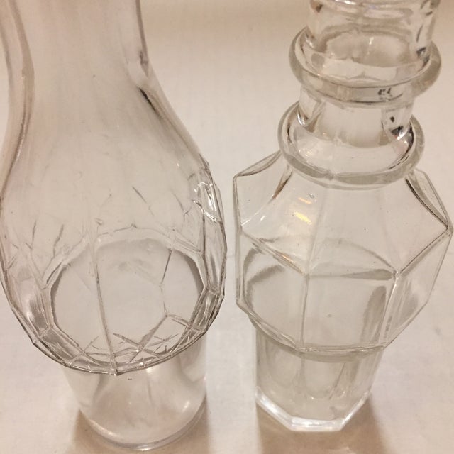 Antique Metal and Glass Cruet Salt Pepper Oil Vinegar Pieces and Holder