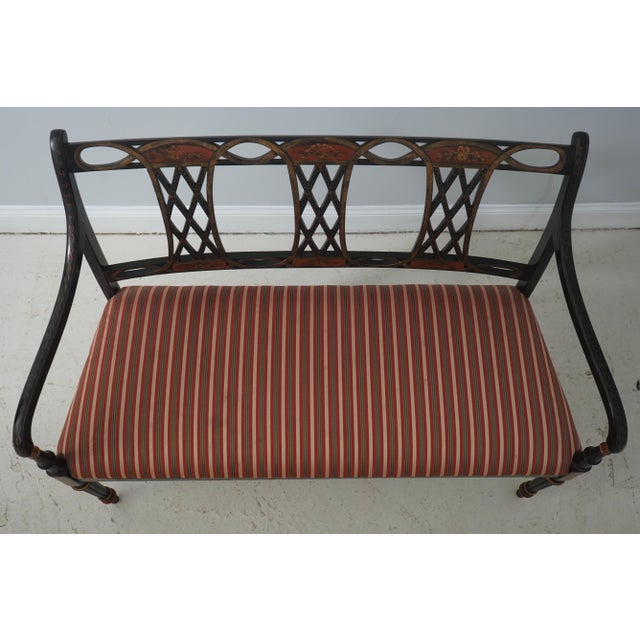 Traditional Southwood Regency Style Paint Decorated Settee For Sale - Image 3 of 18