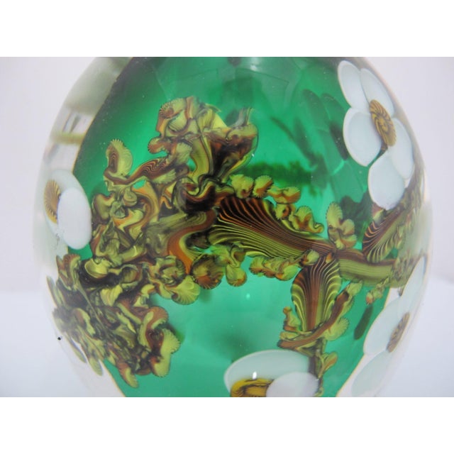 2000 - 2009 Chris Heilman Multi-Layered Glass Green Plum Blossom Paperweight Vase Sculpture For Sale - Image 5 of 11