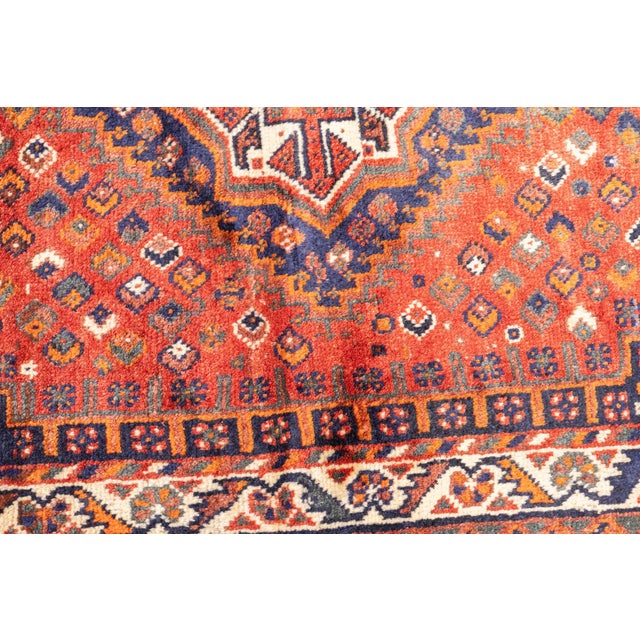 Vintage Hand-Knotted Persian Qashqai Rug 3'11" X 5'4" For Sale - Image 15 of 17
