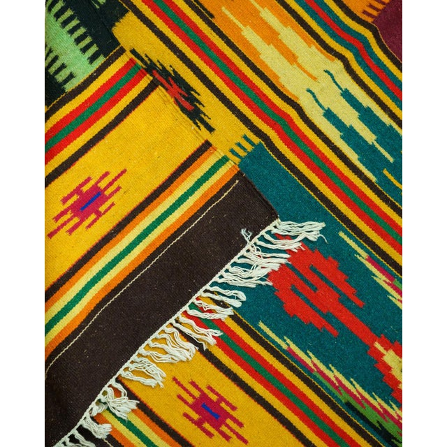 Textile Vintage Mexican Serape / Saltillo-Style Handwoven Wool Flatweave Rug, 1970s For Sale - Image 7 of 12