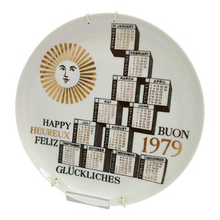 Ceramic Calendar Plate by Piero Fornasetti, 1979 For Sale