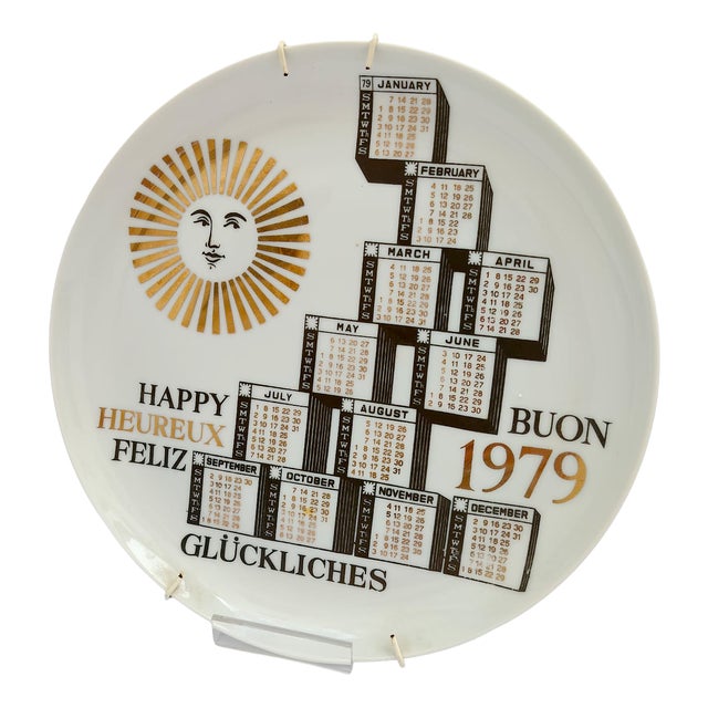 Ceramic Calendar Plate by Piero Fornasetti, 1979 For Sale