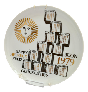 Ceramic Calendar Plate by Piero Fornasetti, 1979