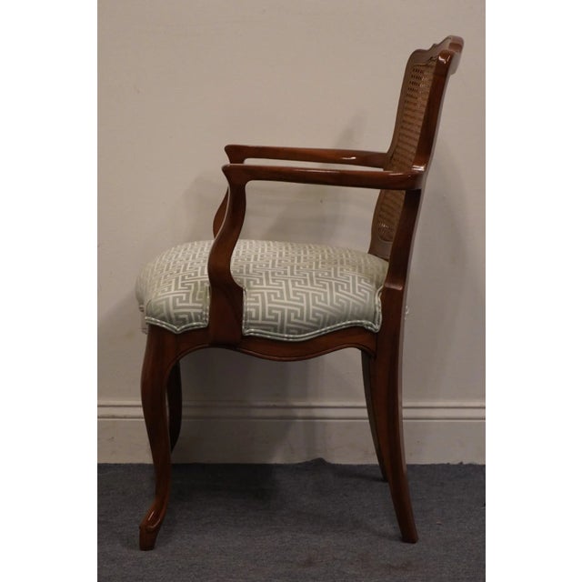 Wood Kindel Furniture French Provincial Cane Back Dining Arm Chair For Sale - Image 7 of 8
