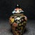 1950s Hand Painted Liuli Glass Lidded General Jar, Black Ground Multi-Colored Floral Pattern, Chinoiserie Ginger Jar For Sale - Image 5 of 9
