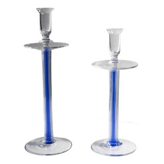 Glass Candleholders from IVV Italia, 1980s, Set of 2 For Sale