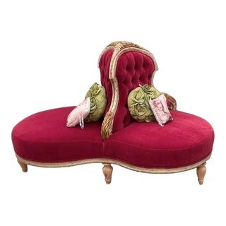 19th Century Tufted French Conversation Sofa For Sale