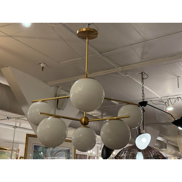 Mid-Century Modern West Elm Sphere + Stem Chandelier For Sale - Image 3 of 12