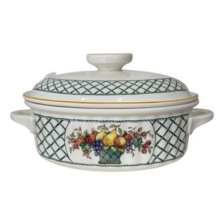 Vintage 1990s Villeroy & Boch Basket 3 Quart Covered Casserole Dish For Sale