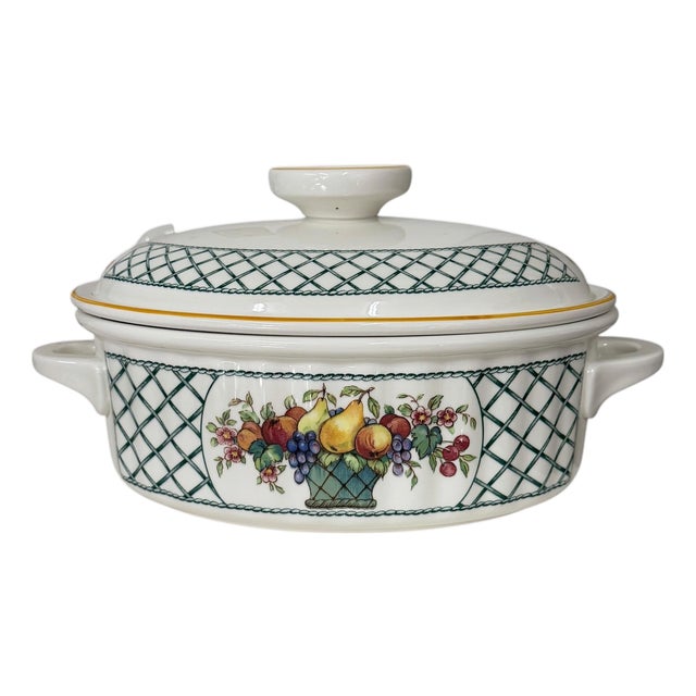 Vintage 1990s Villeroy & Boch Basket 3 Quart Covered Casserole Dish For Sale
