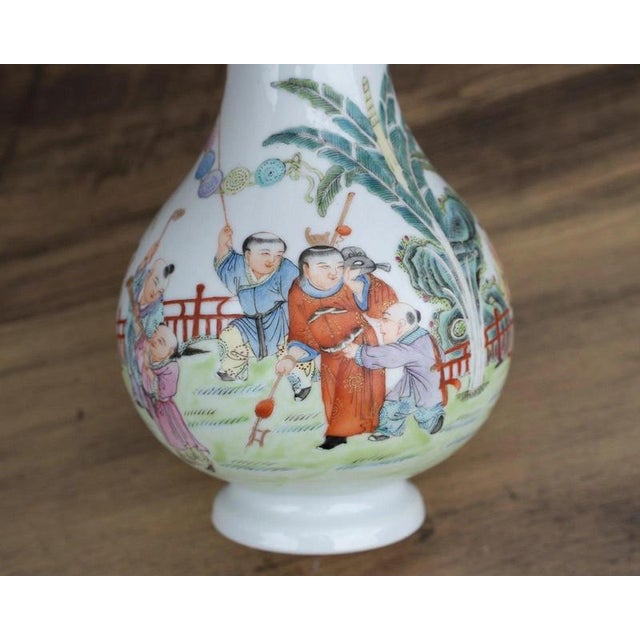 Chinese Famille Rose Figural Porcelain Vase, 1950s For Sale - Image 18 of 18