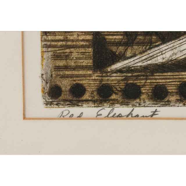 Red Mid 20th Century Marvin Lowe Signed Number Lithograph Entitled “Red Elephant”, Framed For Sale - Image 8 of 9
