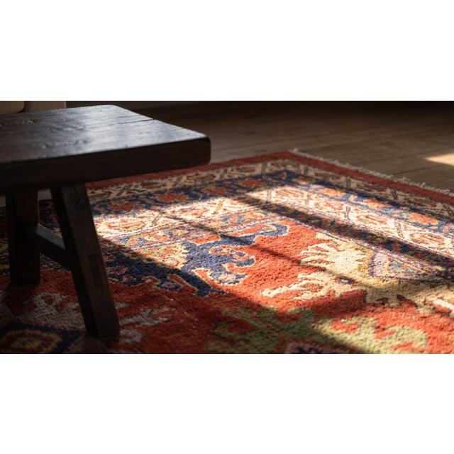 Raspberry Red Incredible Antique Persian Malayer Rug With Allover-Geometric Pattern and Red-Raspebery Background Color For Sale - Image 8 of 9