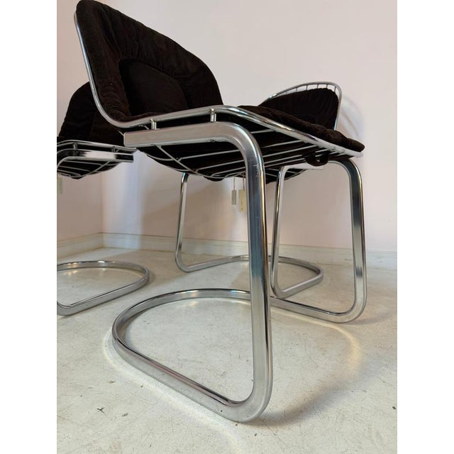 Cantilever Chair in Chrome with Brown Upholstery by Gastone Rinaldi For Sale - Image 9 of 11