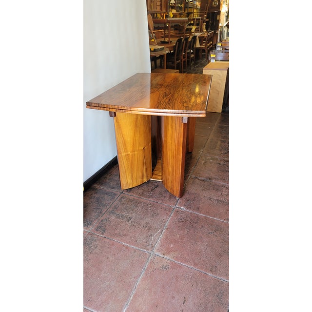 Wood Art Deco Harry Lebus Dining Room Table Burl Walnut Stunning Opens to 66 For Sale - Image 7 of 9