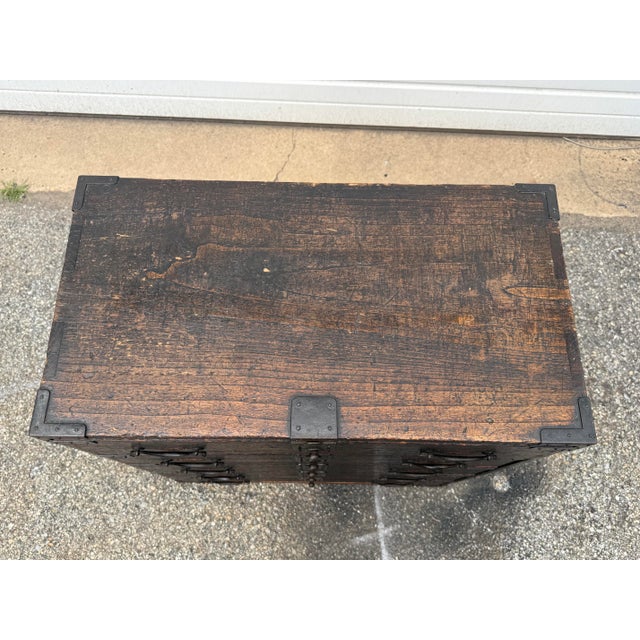 Vintage Antique Pine Campaign Chest With Iron Hardware For Sale - Image 11 of 12