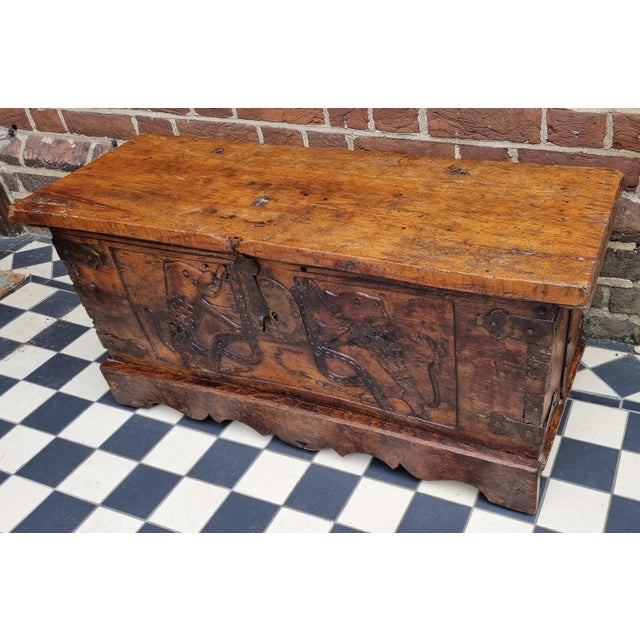 Small Carved Walnut Coffer, Early 16th Century For Sale - Image 6 of 11
