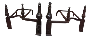 Antique 18th-Century French Steel Andirons - A Pair