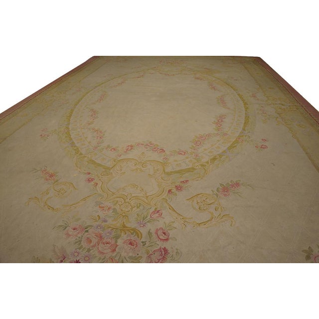 Early 20th Century French Aubusson Carpet ( 13' 6'' x 22' 6'' - 412 x 686 cm) Antique Oversized Aubusson French Medallion...