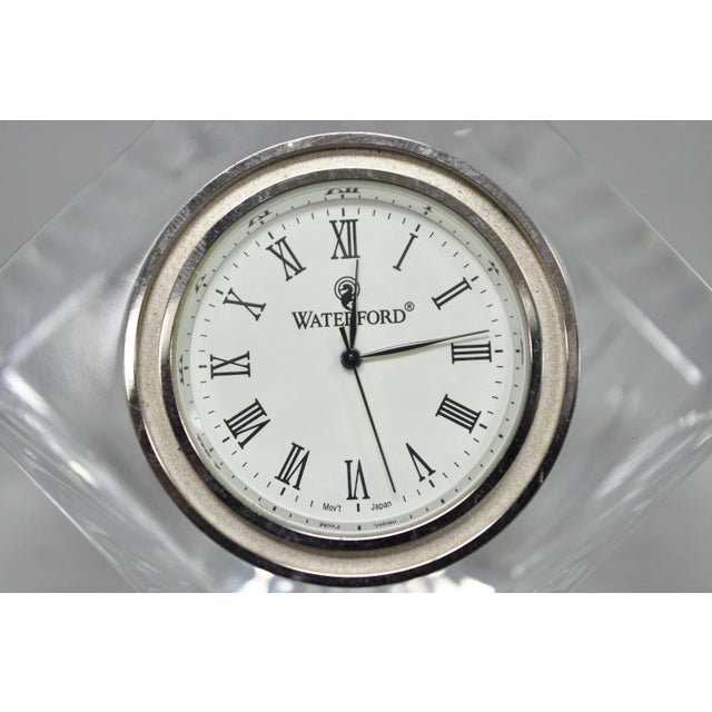 Waterford Vintage Waterford Crystal Glass Diamond Shaped Meridian Small Desk Clock For Sale - Image 4 of 11
