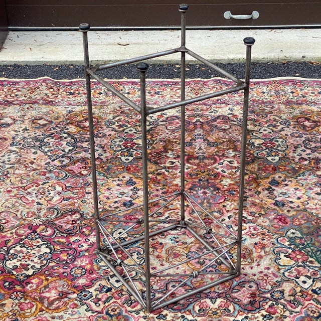 Vintage Square Wrought Iron and Glass 2 Tiered Plant Stand For Sale - Image 11 of 13